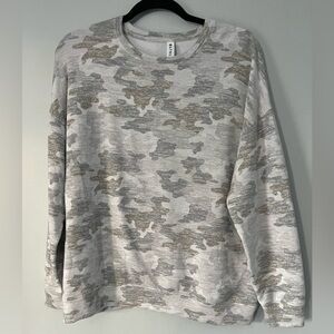 Athleta white and gray Camo Long Sleeve Crewneck Size M